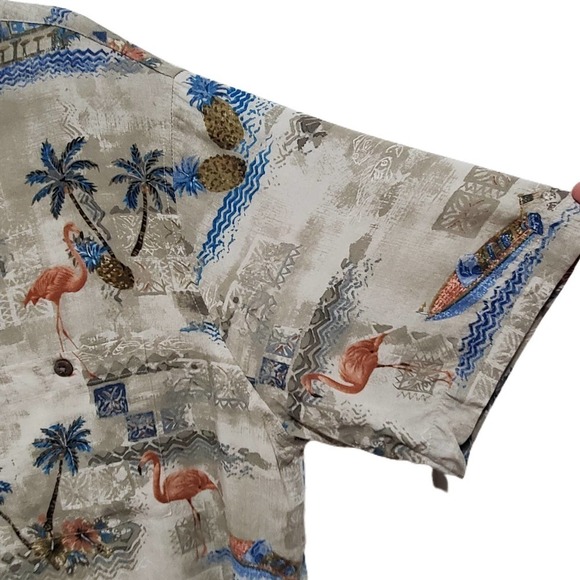 Batik Boy Tropical SS Button Up Shirt Vacation Beach Flamingo Pineapple Men's XL - Picture 6 of 12